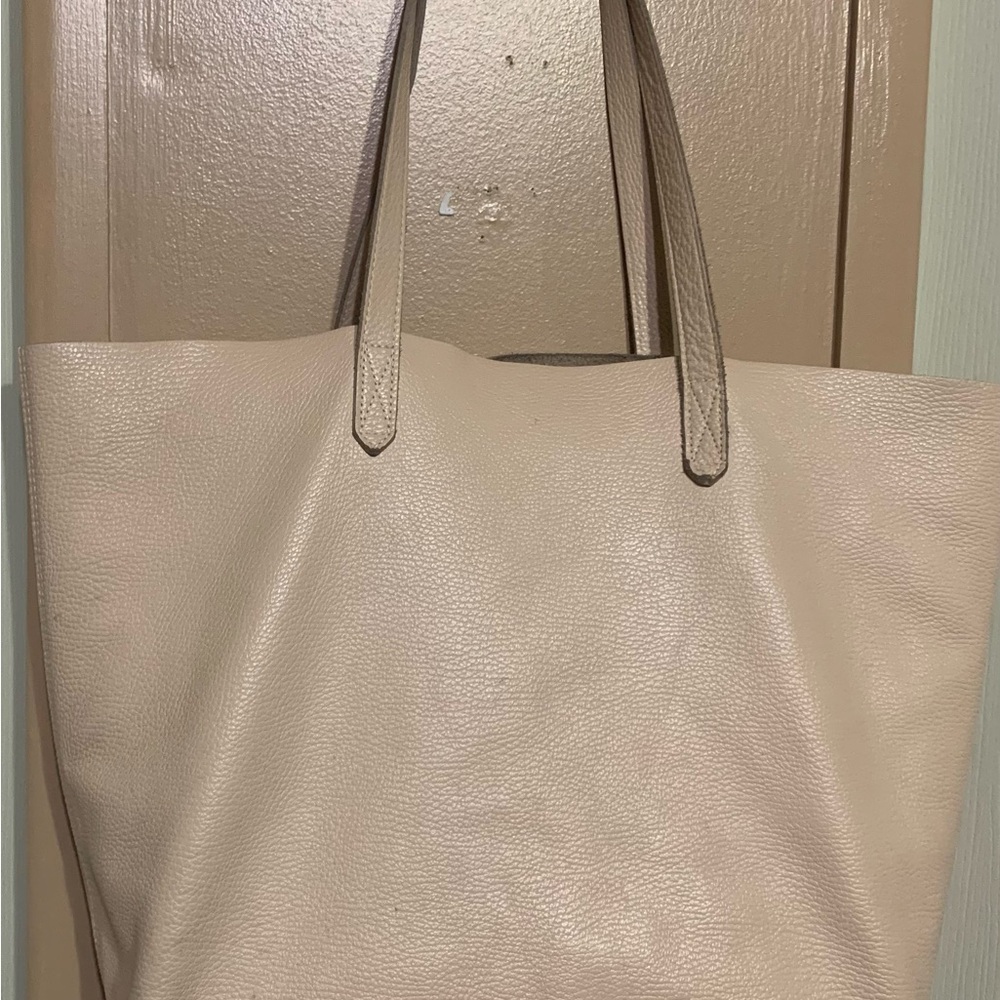 Cuyana Pink Leather Tote with insert